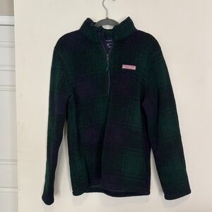 Vineyard Vines Men's Green and Navy Zip-Up Sweater